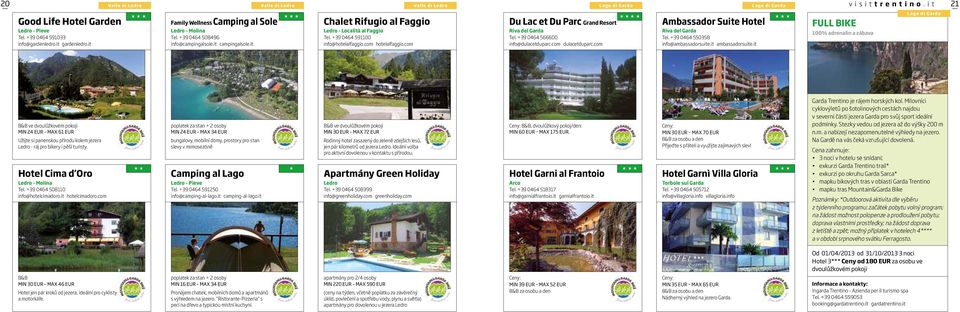 com hotelalfaggio.com Du Lac et Du Parc Grand Resort Riva del Garda Tel. +39 0464 566600 info@dulacetduparc.com dulacetduparc.com Ambassador Suite Hotel Riva del Garda Tel.