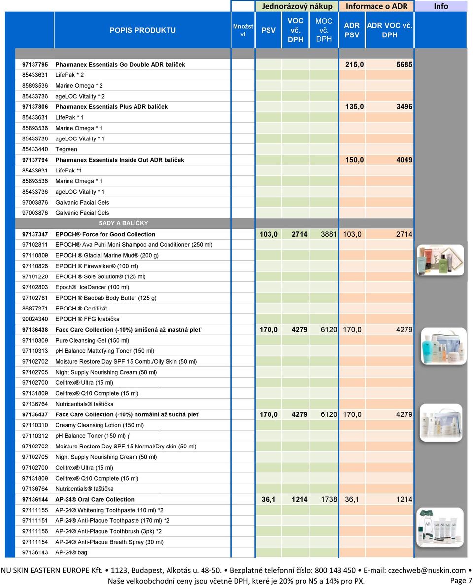 85433631 LifePak *1 85893536 Marine Omega * 1 85433736 ageloc Vitality * 1 97003876 Galvanic Facial Gels 97003876 Galvanic Facial Gels SADY A BALÍČKY 97137347 EPOCH Force for Good Collection 103,0