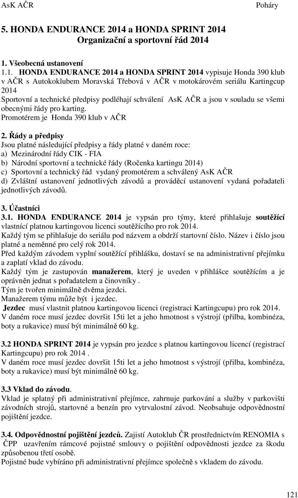 Organizační a sportovní řád 2014