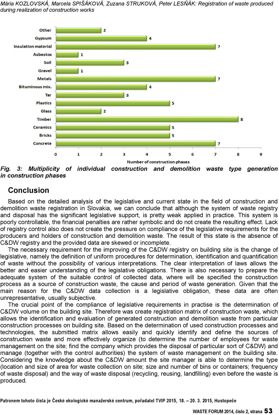 construction and demolition waste registration in Slovakia, we can conclude that although the system of waste registry and disposal has the significant legislative support, is pretty weak applied in