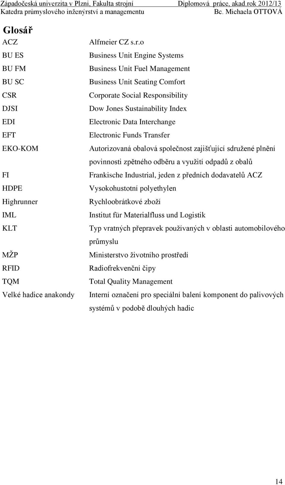 Sustainability Index Electronic Data Interchange Electronic Funds Transfer Autorizovaná obalová společnost zajišťující sdružené plnění povinnosti zpětného odběru a využití odpadů z obalů Frankische