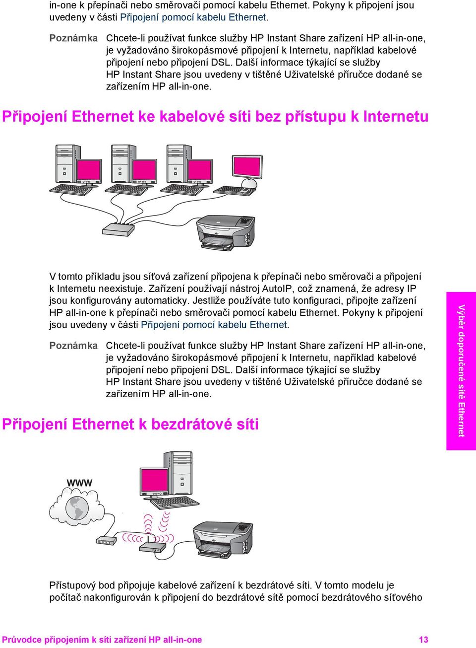 Další informace týkající se služby HP Instant Share jsou uvedeny v tištěné Uživatelské příručce dodané se zařízením HP all-in-one.