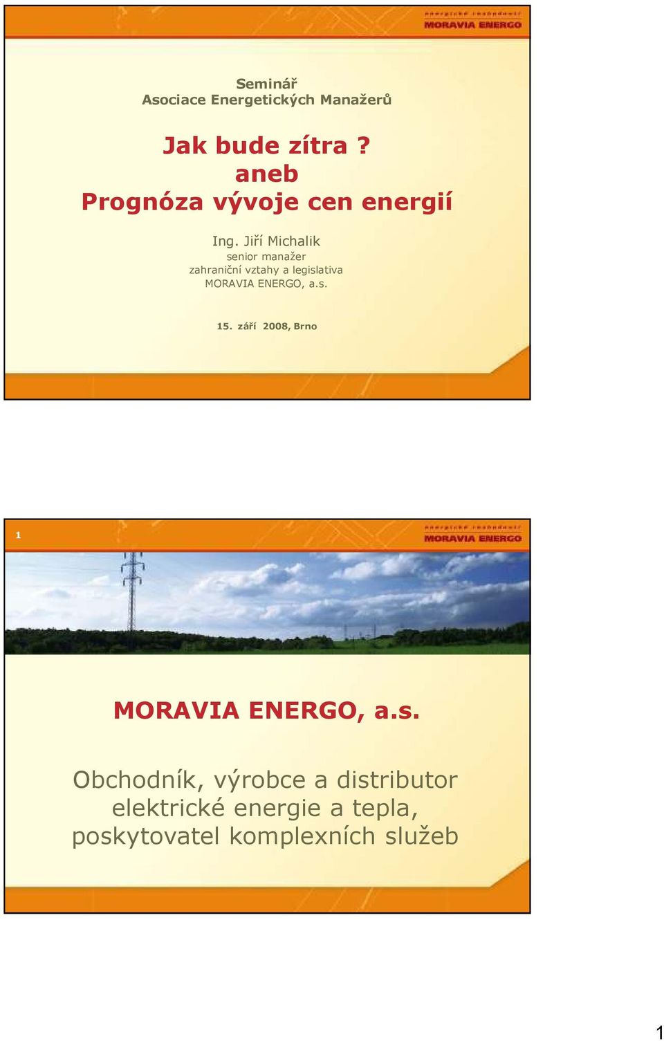 Jiří Michalik senior manažer zahraniční vztahy a legislativa MORAVIA ENERGO, a.