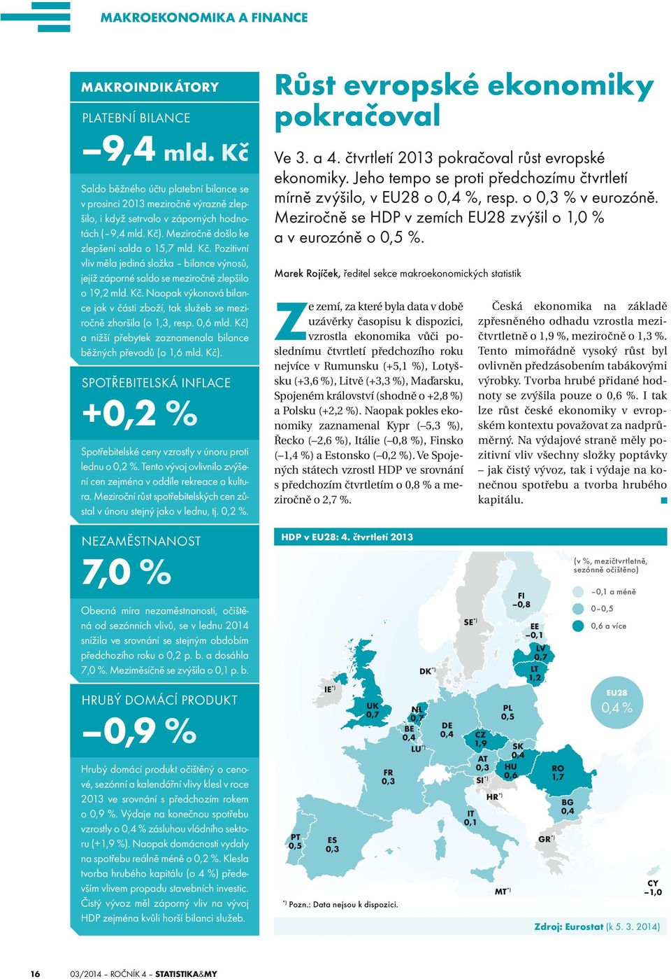 . Meziročně došlo ke zlepšení salda o 15,7 mld. Kč. Pozitivní vliv měla jediná složka bilance výnosů, jejíž záporné saldo se meziročně zlepšilo o 19,2 mld. Kč. Naopak výkonová bilance jak v části zboží, tak služeb se meziročně zhoršila (o 1,3, resp.