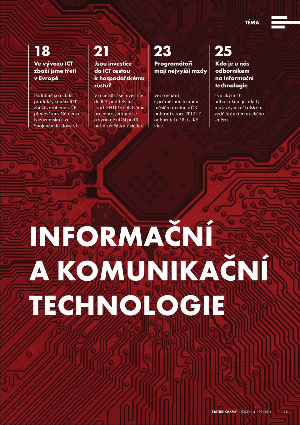 Nizozemsku a ve Spojeném království. V roce 2012 se investice do ICT podílely na tvorbě HDP v ČR dvěma procenty. Jednalo se o výrazně nižší podíl než na začátku tisíciletí.