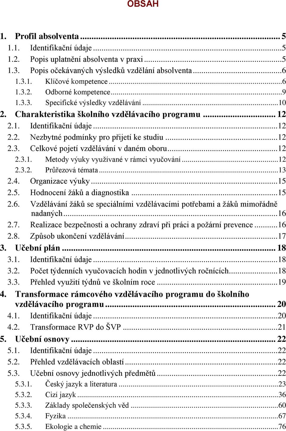 .. 12 2.3.1. Metody výuky využívané v rámci vyučování... 12 2.3.2. Průřezová témata... 13 2.4. Organizace výuky... 15 2.5. Hodnocení žáků a diagnostika... 15 2.6.