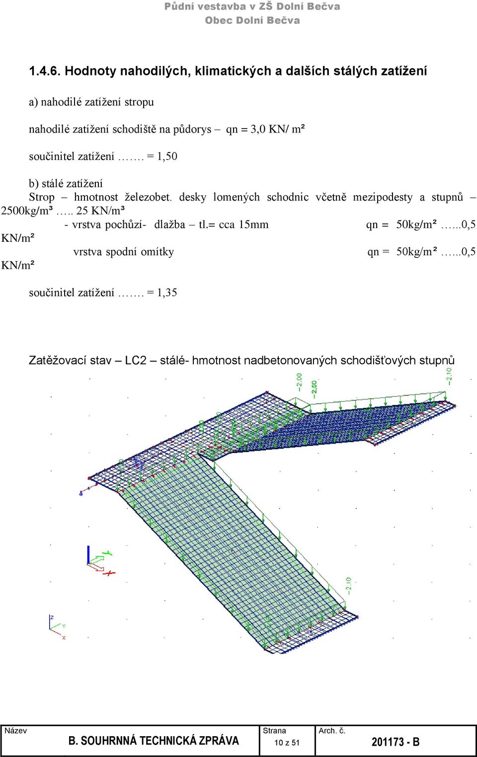 qn = 3,0 KN/ m² součinitel zatížení. = 1,50 b) stálé zatížení Strop hmotnost železobet.