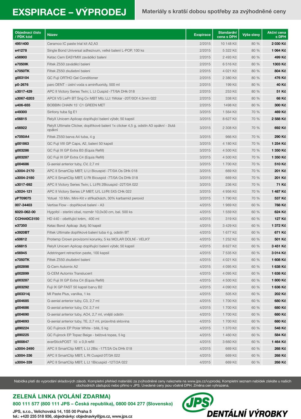 Kč e7050ik Filtek Z550 zaváděcí balení 2/2015 6 516 Kč 80 % 1303 Kč e7050tk Filtek Z550 zkušební balení 2/2015 4 021 Kč 80 % 804 Kč g003104 GC Fuji ORTHO Gel Conditioner 2/2015 2 380 Kč 80 % 476 Kč