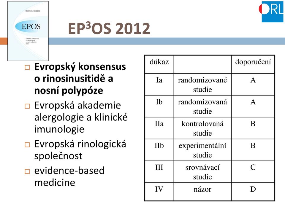 evidence-based medicine důkaz Ia Ib IIa IIb III randomizované studie randomizovaná