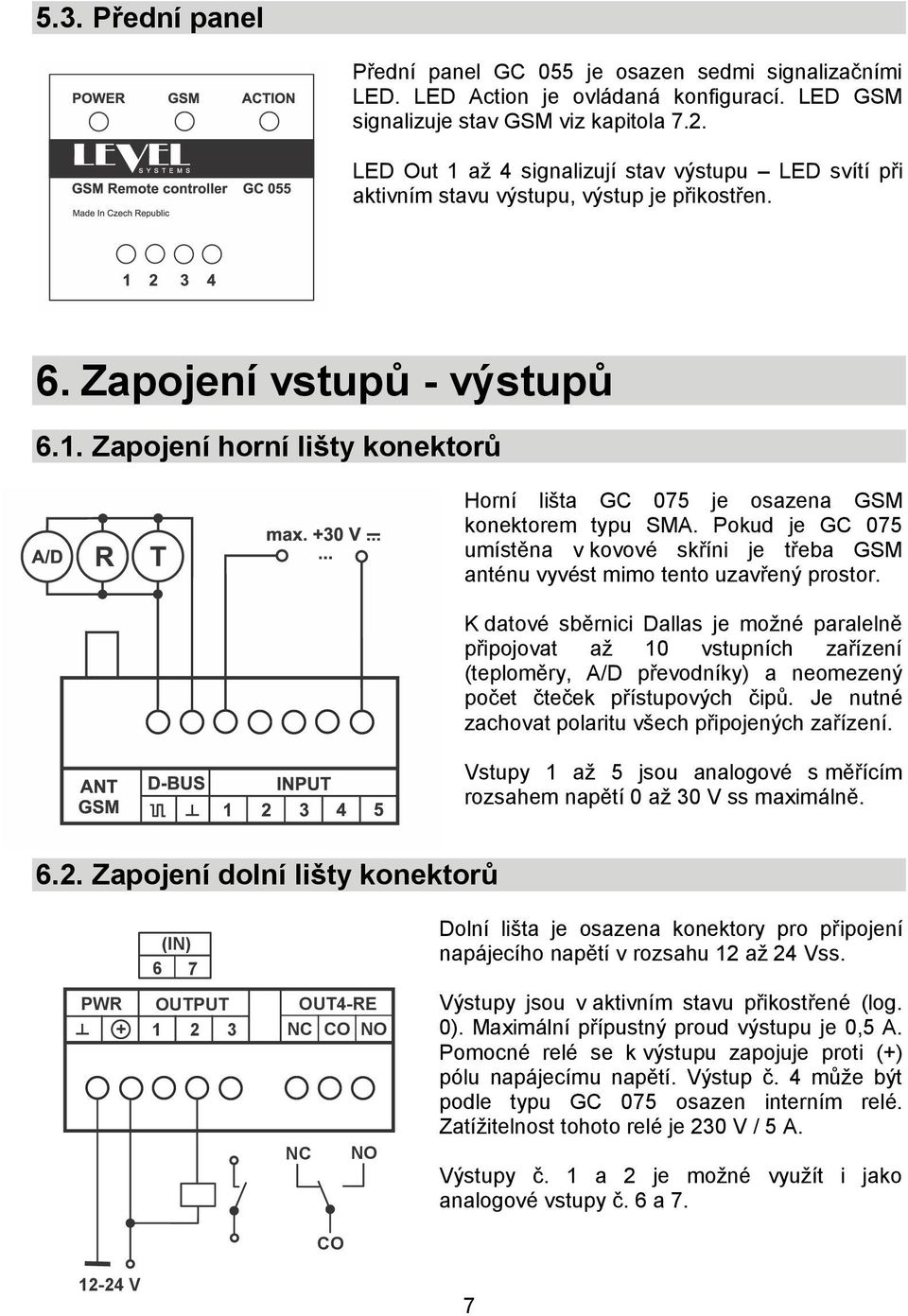 Pokud je GC 075 umístěna v kovové skříni je třeba GSM anténu vyvést mimo tento uzavřený prostor.