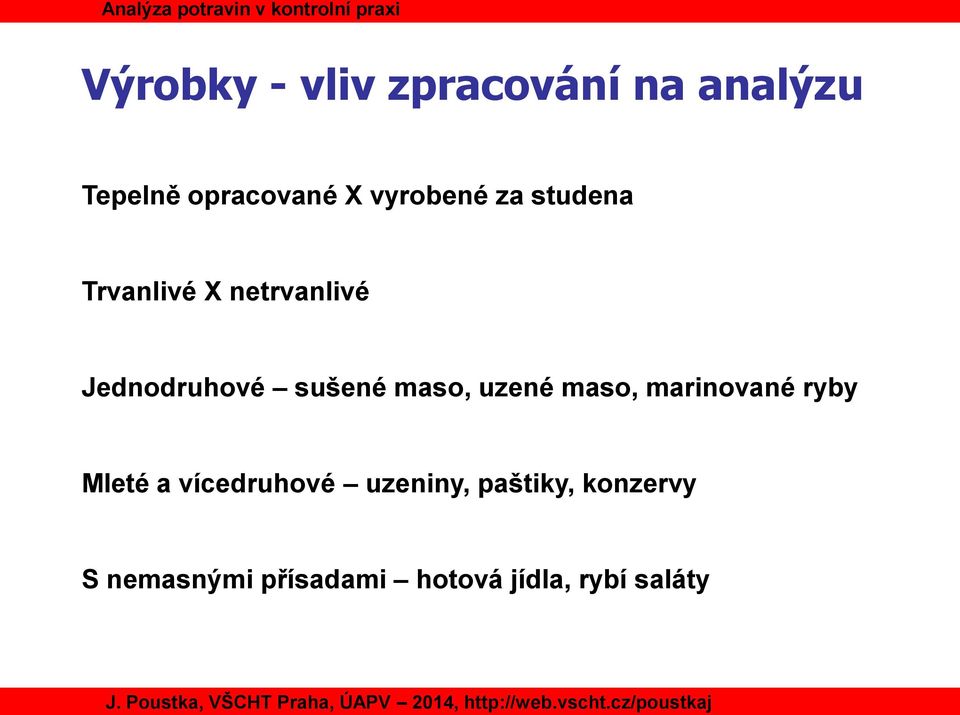 sušené maso, uzené maso, marinované ryby Mleté a vícedruhové