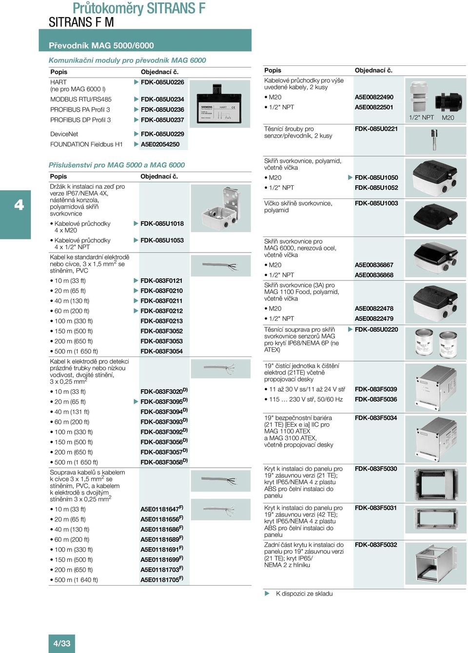 A5E0205250 Příslušenství pro MAG 5000 a MAG 6000 Držák k instalaci na zeď pro verze IP67/NEMA X, nástěnná konzola, polyamidová skříň svorkovnice Kabelové průchodky xm20 Kabelové průchodky x 1/2" NPT