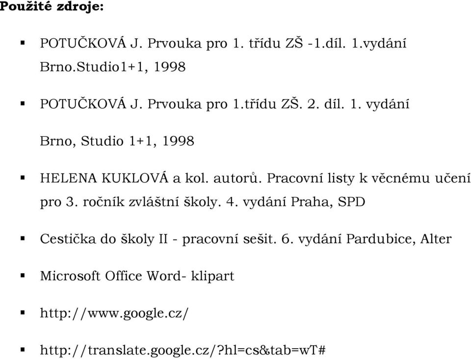 Pracovní listy k věcnému učení pro 3. ročník zvláštní školy. 4.