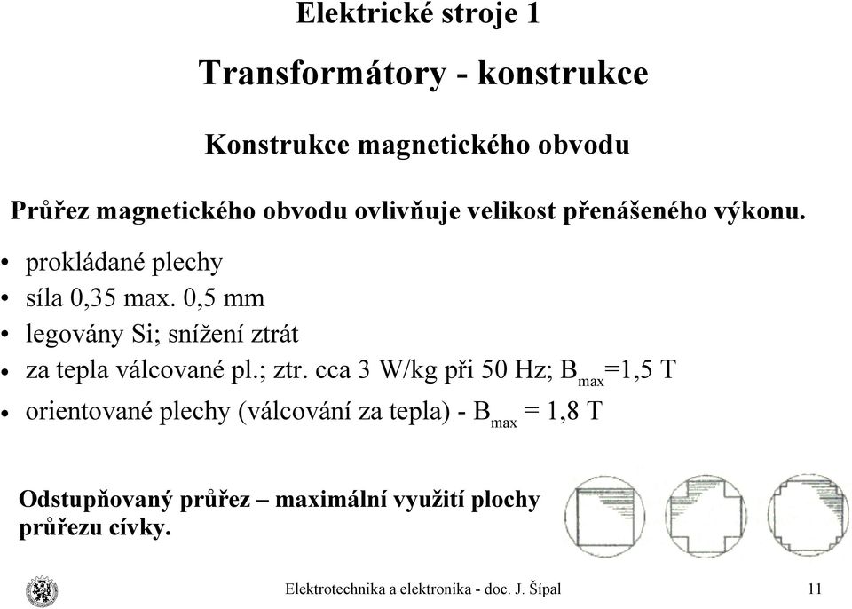 0,5 mm legovány Si; snížení ztrát za tepla válcované pl.; ztr.