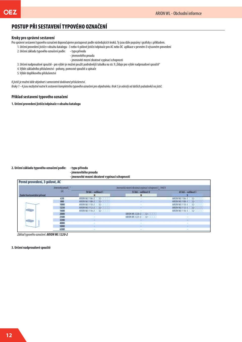 Určení základu typového označení podle: - typu přívodu - jmenovitého proudu - jmenovité mezní zkratové vypínací schopnosti 3.