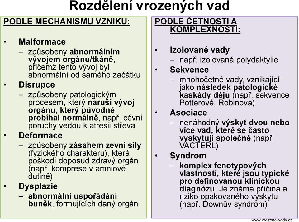 procesem, který naruší vývoj orgánu, který původně probíhal normálně, např.