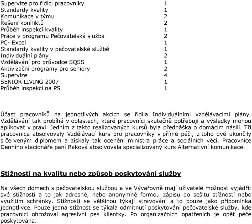 akcích se řídila Individuálními vzdělávacími plány. Vzdělávání tak probíhá v oblastech, které pracovníci skutečně potřebují a výsledky mohou aplikovat v praxi.