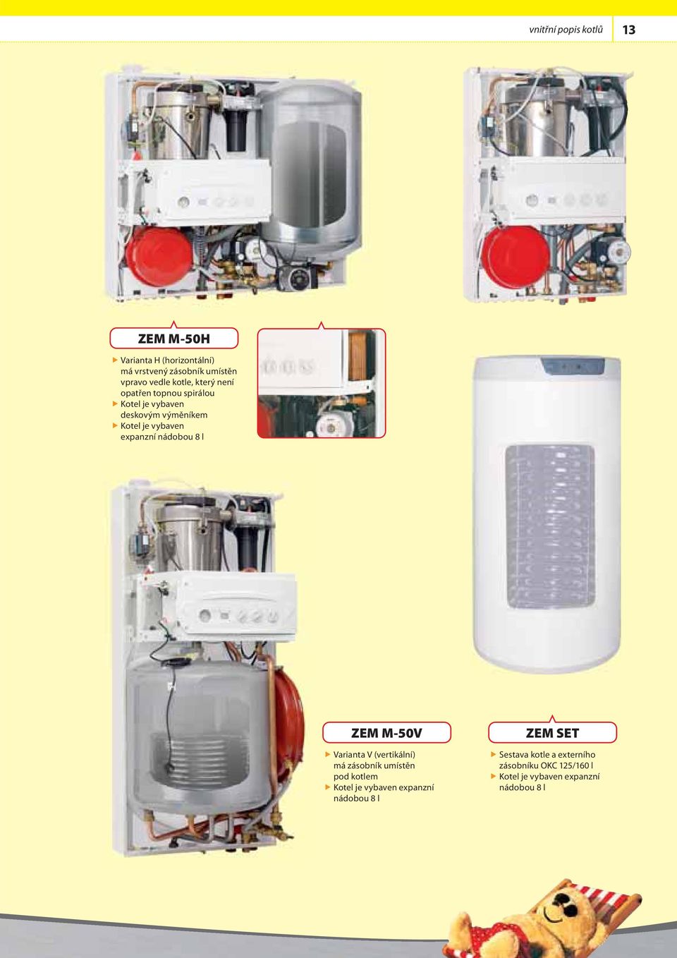 nádobou 8 l ZEM M-50V Varianta V (vertikální) má zásobník umístěn pod kotlem Kotel je vybaven expanzní