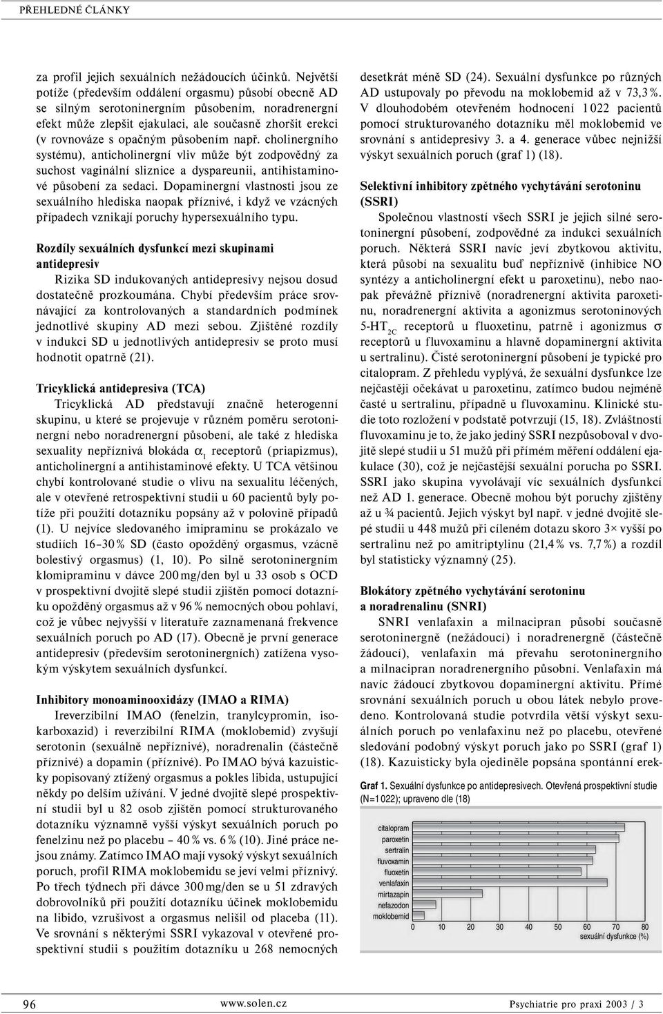 působením např. cholinergního systému), anticholinergní vliv může být zodpovědný za suchost vaginální sliznice a dyspareunii, antihistaminové působení za sedaci.