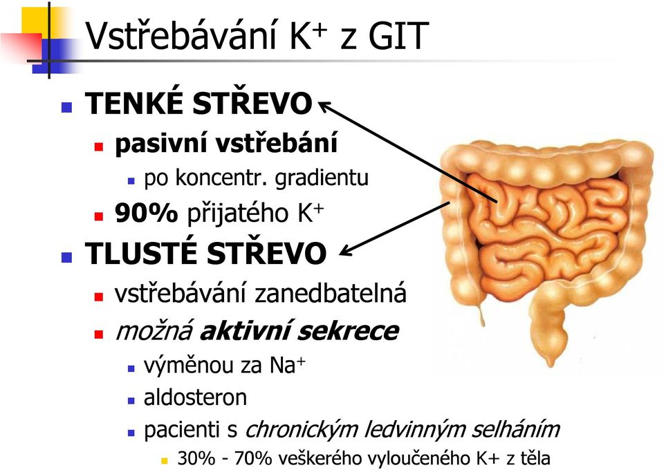 možná aktivní sekrece výměnou za Na + aldosteron pacienti s