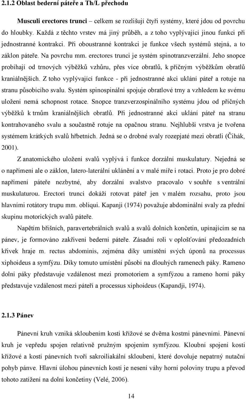 erectores trunci je systém spinotranzverzální. Jeho snopce probíhají od trnových výběžků vzhůru, přes více obratlů, k příčným výběžkům obratlů kraniálnějších.