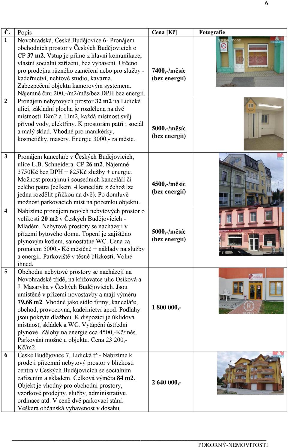 Zabezpečení objektu kamerovým systémem. Nájemné činí 200,-/m2/měs/bez DPH bez energií.