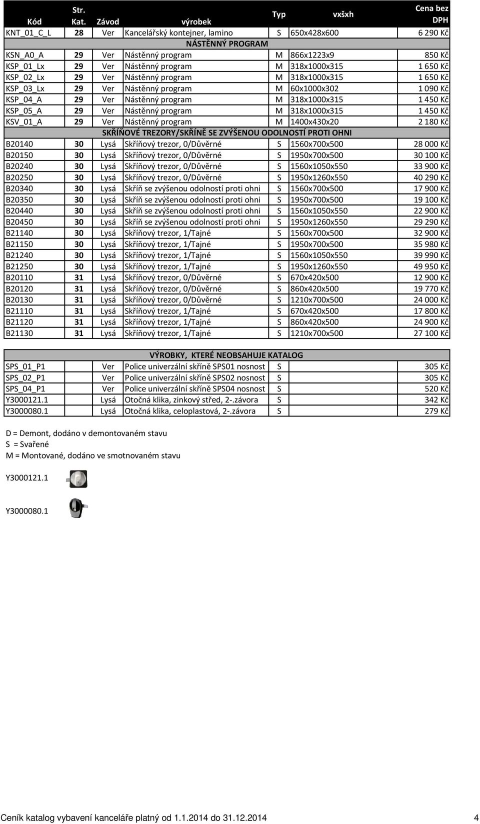 program M 318x1000x315 1 450 Kč KSV_01_A 29 Ver Nástěnný program M 1400x430x20 2 180 Kč SKŘÍŇOVÉ TREZORY/SKŘÍNĚ SE ZVÝŠENOU ODOLNOSTÍ PROTI OHNI B20140 30 Lysá Skříňový trezor, 0/Důvěrné S