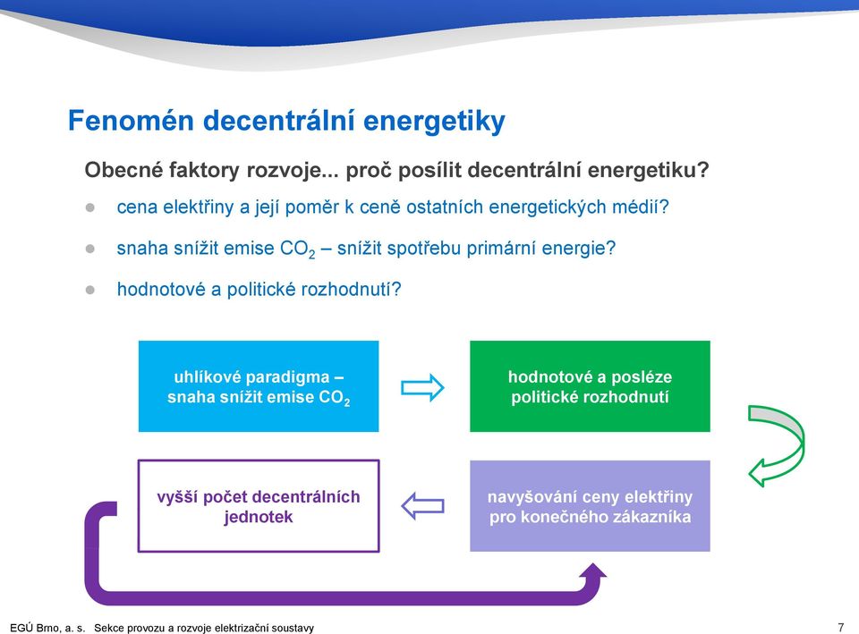 snaha snížit emise CO 2 snížit spotřebu primární energie? hodnotové a politické rozhodnutí?