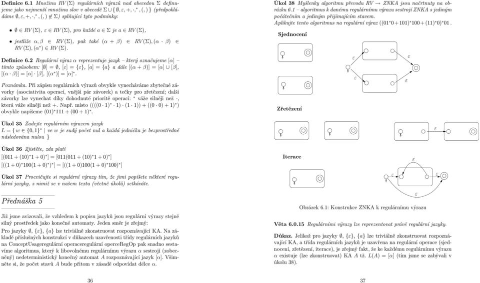 každé a Σ je a RV (Σ), jestliže α, β RV (Σ), pak také (α + β) RV (Σ), (α β) RV (Σ), (α ) RV (Σ).