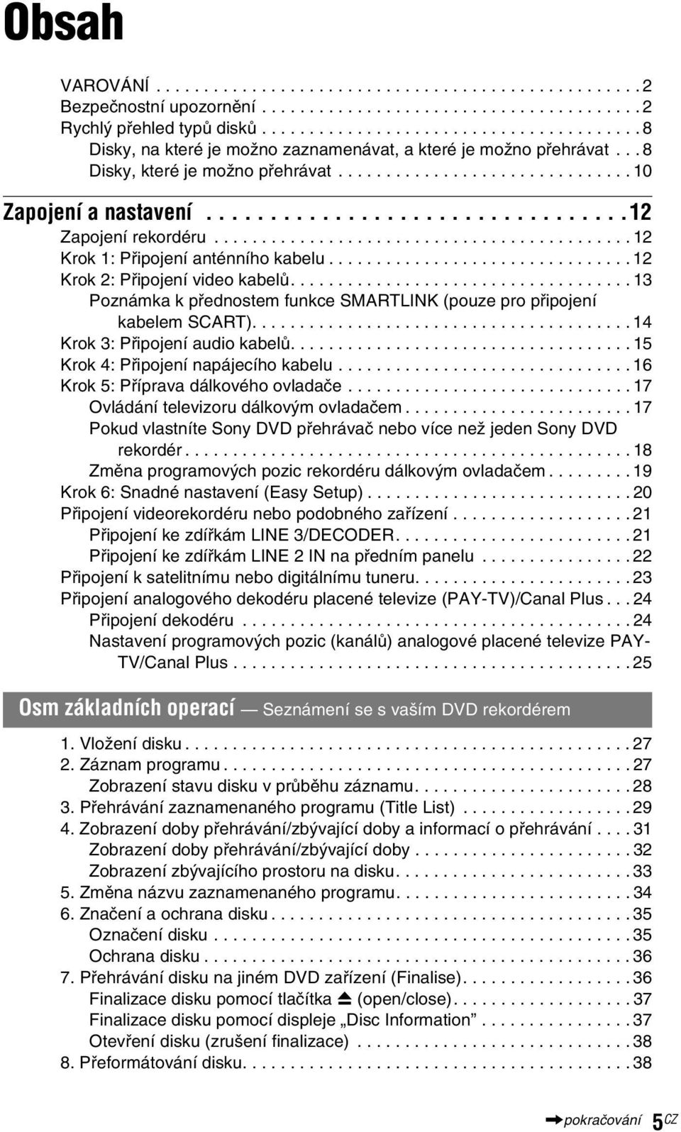 ................................12 Zapojení rekordéru............................................ 12 Krok 1: Připojení anténního kabelu................................ 12 Krok 2: Připojení video kabelů.