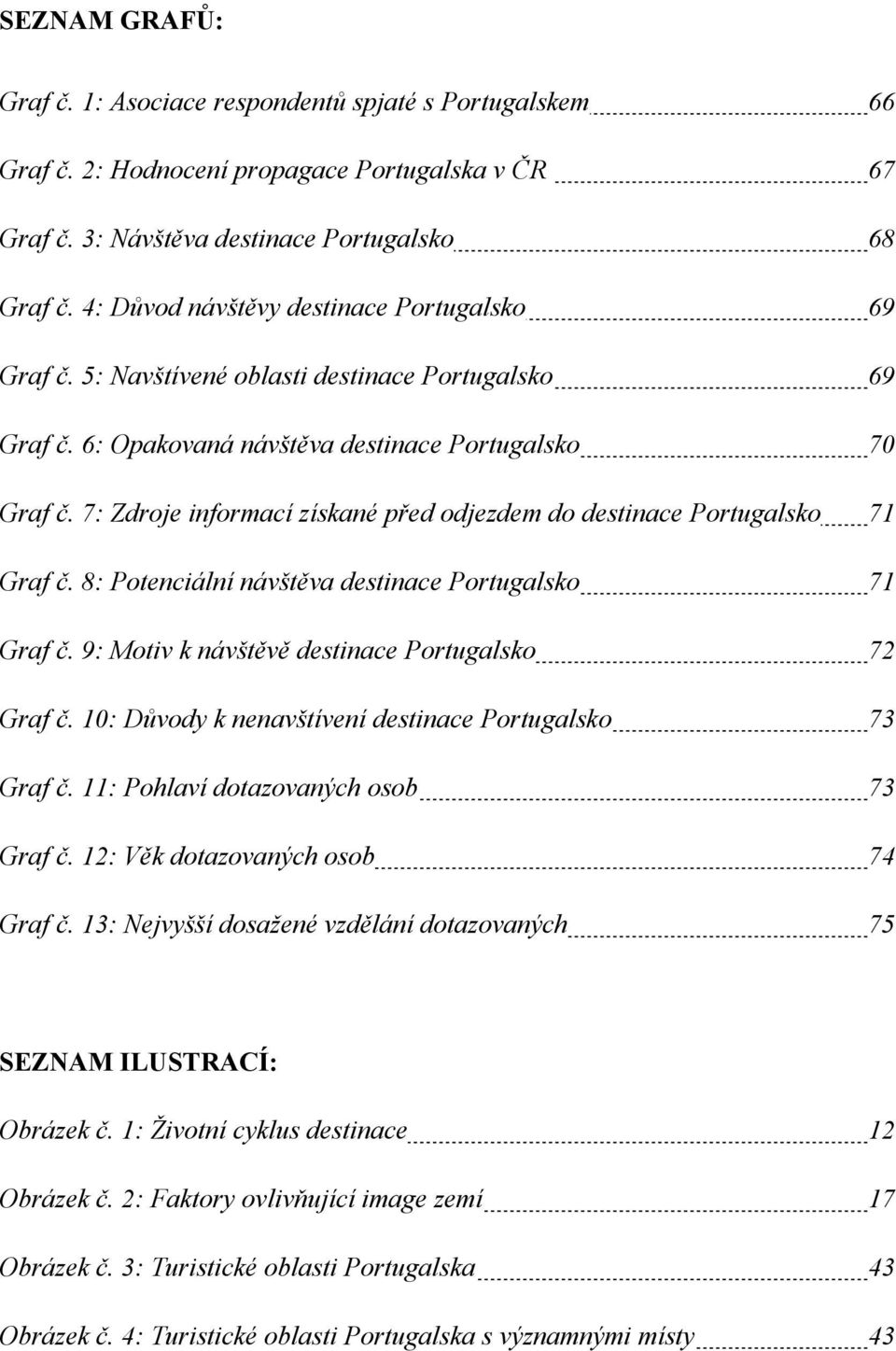 7: Zdroje informací získané před odjezdem do destinace Portugalsko 71 Graf č. 8: Potenciální návštěva destinace Portugalsko 71 Graf č. 9: Motiv k návštěvě destinace Portugalsko 72 Graf č.