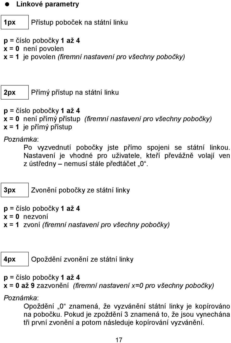 Nastavenı je vhodnč pro uzivatele, kterı preva zne volajı ven z ustredny ň nemusı sta le predta cet 0.