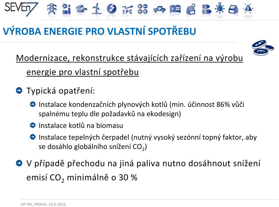 účinnost 86% vůči spalnému teplu dle požadavků na ekodesign) Instalace kotlů na biomasu Instalace tepelných čerpadel