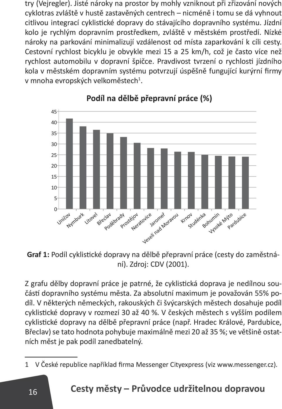 dopravního systému. Jízdní kolo je rychlým dopravním prostředkem, zvláště v městském prostředí. Nízké nároky na parkování minimalizují vzdálenost od místa zaparkování k cíli cesty.