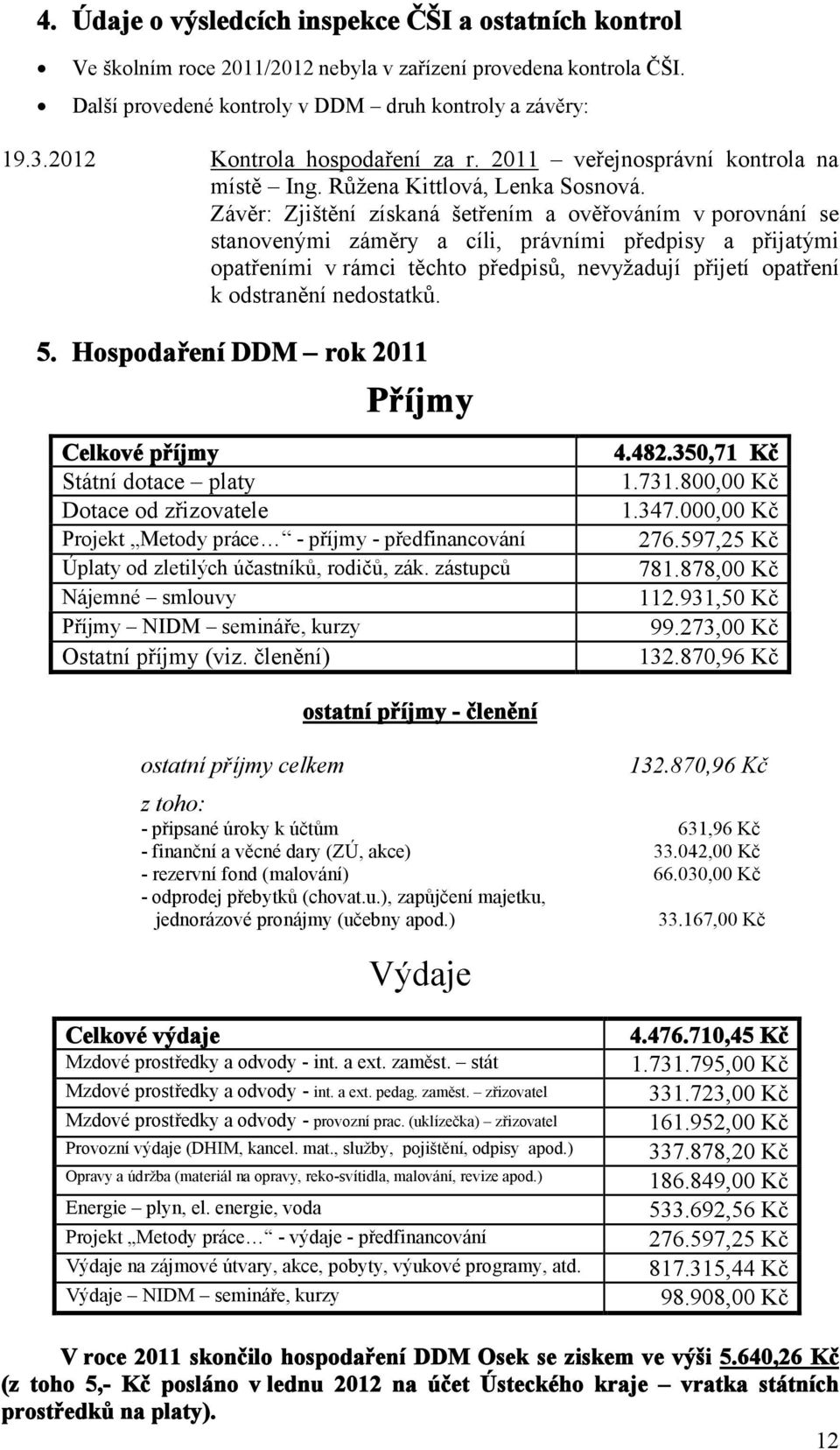 Závěr: Zjištění získaná šetřením a ověřováním v porovnání se stanovenými záměry a cíli, právními předpisy a přijatými opatřeními v rámci těchto předpisů, nevyžadují přijetí opatření k odstranění