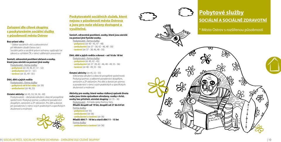 pobytová (str 39, 40, 47, 51-52) - ambulantní (str 51-52 ) - terénní (str 35, 49-50 ) Děti, děti a jejich rodiče Poskytovatel - forma služby: - pobytová od 6 let věku (str 39) - ambulantní (str 46,