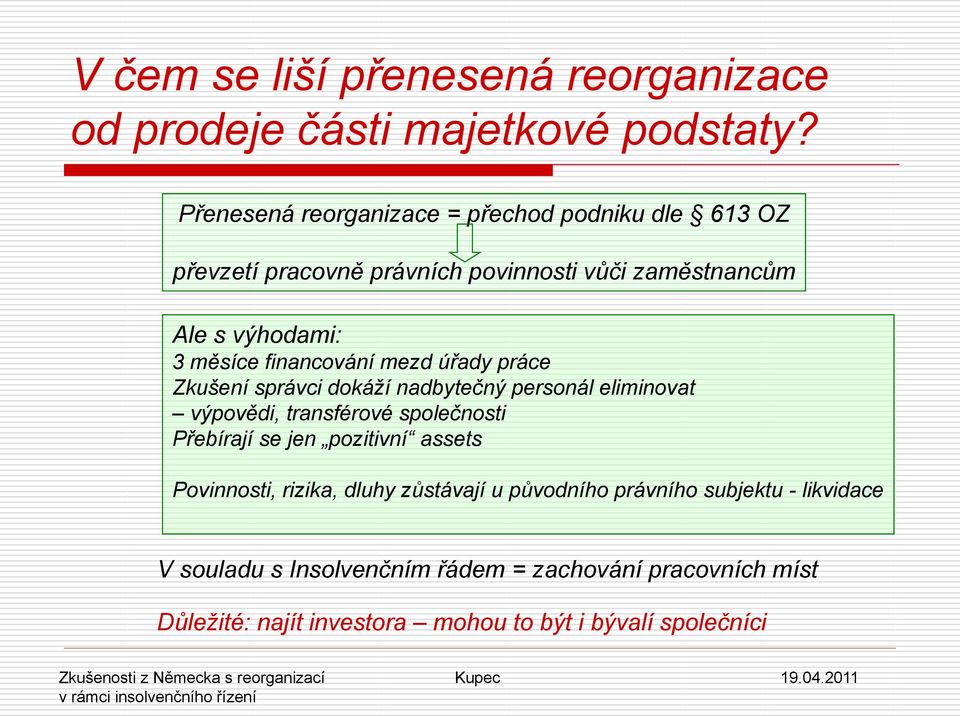 financování mezd úřady práce Zkušení správci dokáţí nadbytečný personál eliminovat výpovědi, transférové společnosti Přebírají se jen