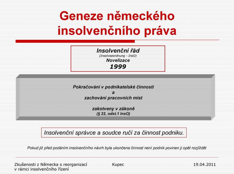 ( 22, odst.1 InsO) Insolvenční správce a soudce ručí za činnost podniku.