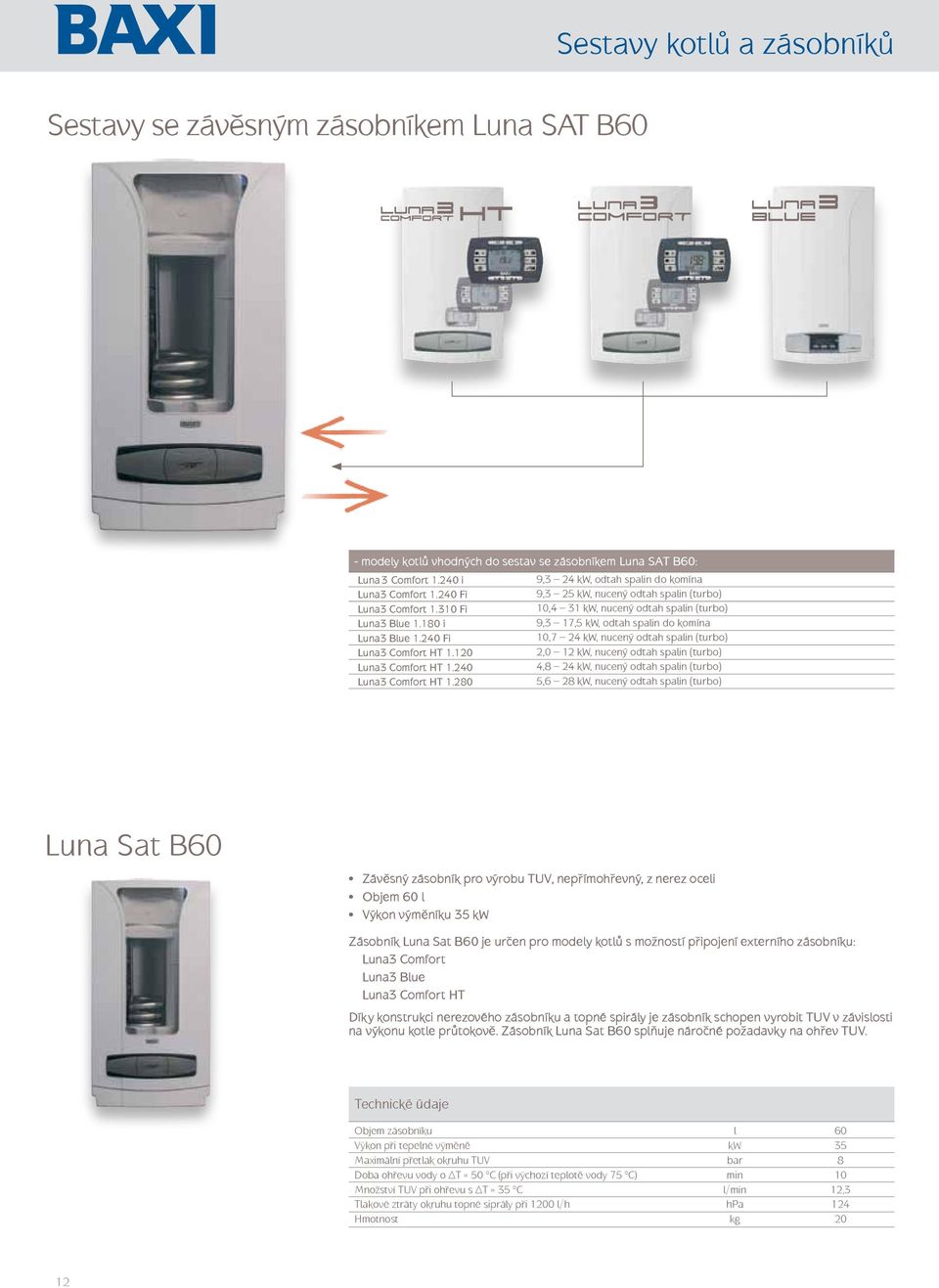 180 i 9,3 17,5 kw, odtah spalin do komína Luna3 Blue 1.240 Fi 10,7 24 kw, nucený odtah spalin (turbo) Luna3 Comfort HT 1.120 2,0 12 kw, nucený odtah spalin (turbo) Luna3 Comfort HT 1.