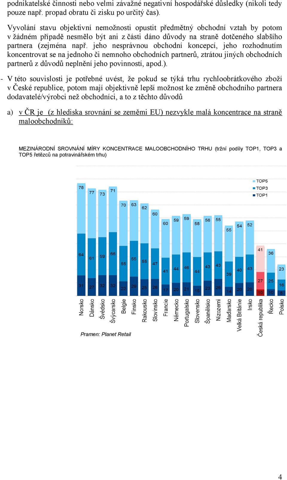 jeho nesprávnou obchodní koncepcí, jeho rozhodnutím koncentrovat se na jednoho či nemnoho obchodních partnerů, ztrátou jiných obchodních partnerů z důvodů neplnění jeho povinností, apod.).