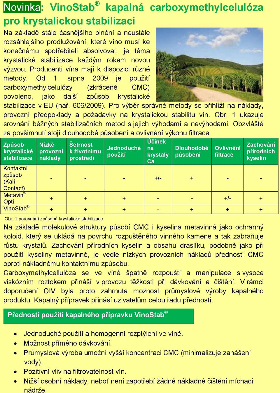 srpna 2009 je pouţití carboxymethylcelulózy (zkráceně CMC) povoleno, jako další způsob krystalické stabilizace v EU (nař. 606/2009).