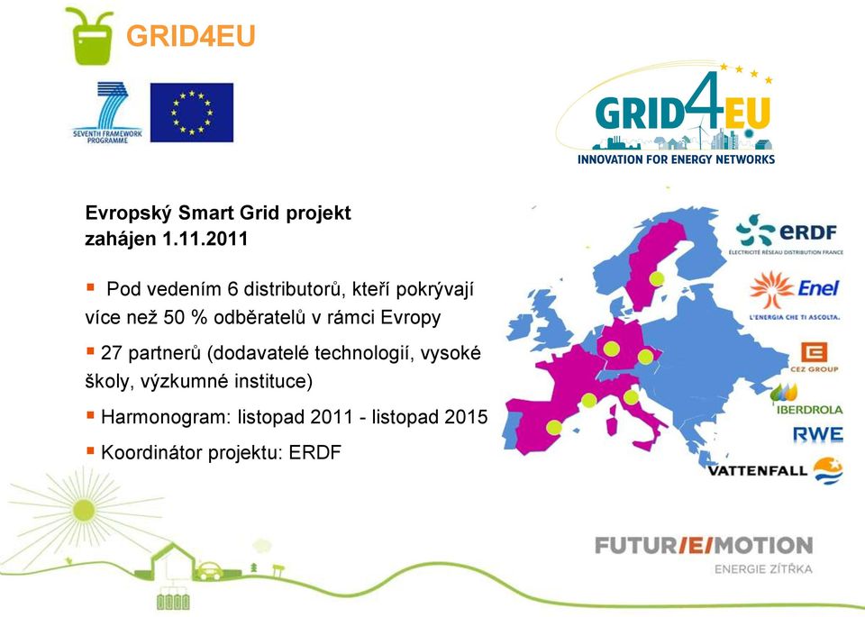 odběratelů v rámci Evropy 27 partnerů (dodavatelé technologií, vysoké