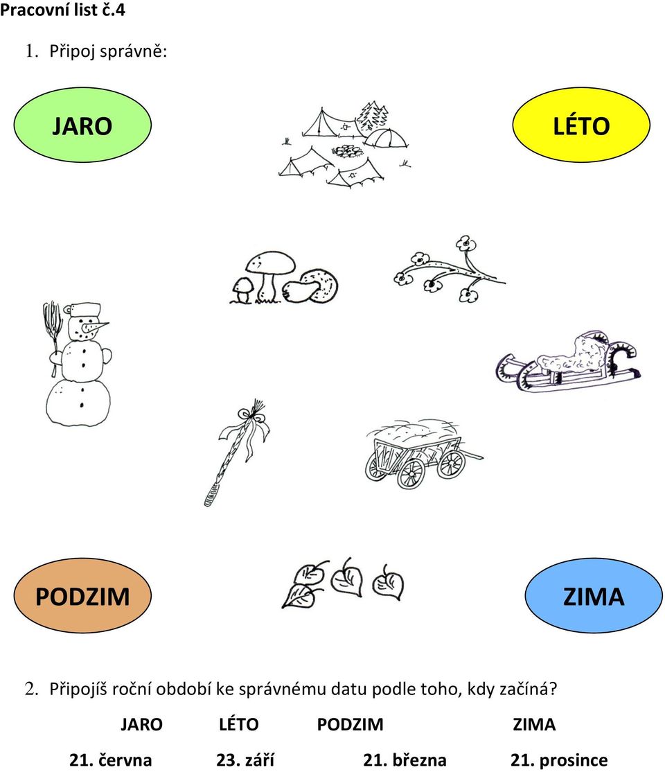 Připojíš roční období ke správnému datu podle