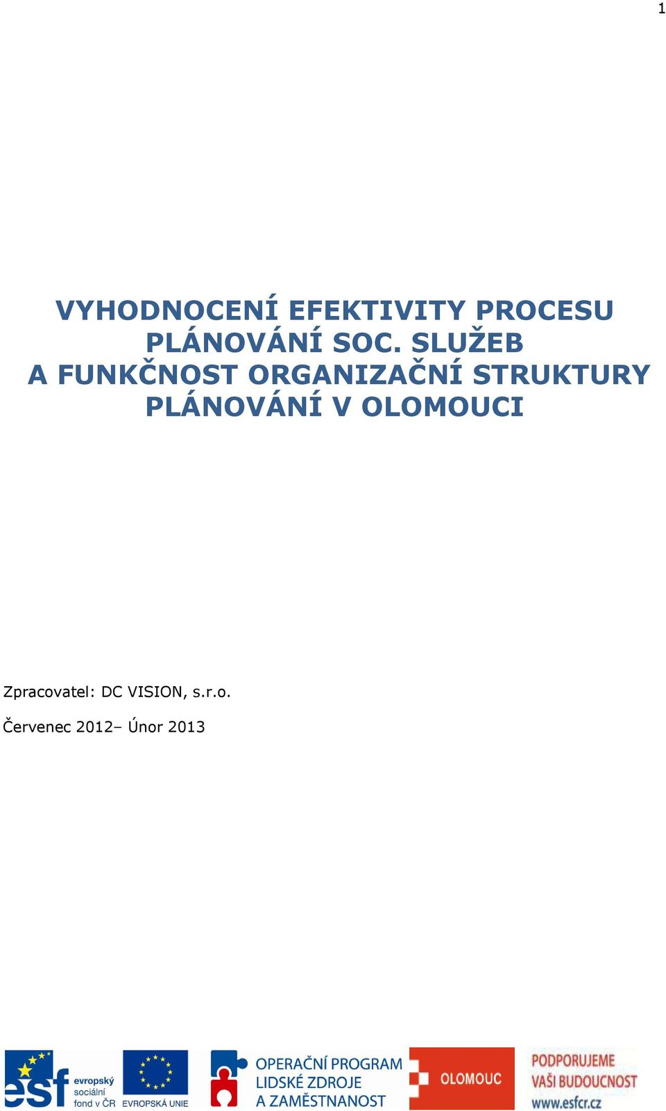 SLUŽEB A FUNKČNOST ORGANIZAČNÍ STRUKTURY