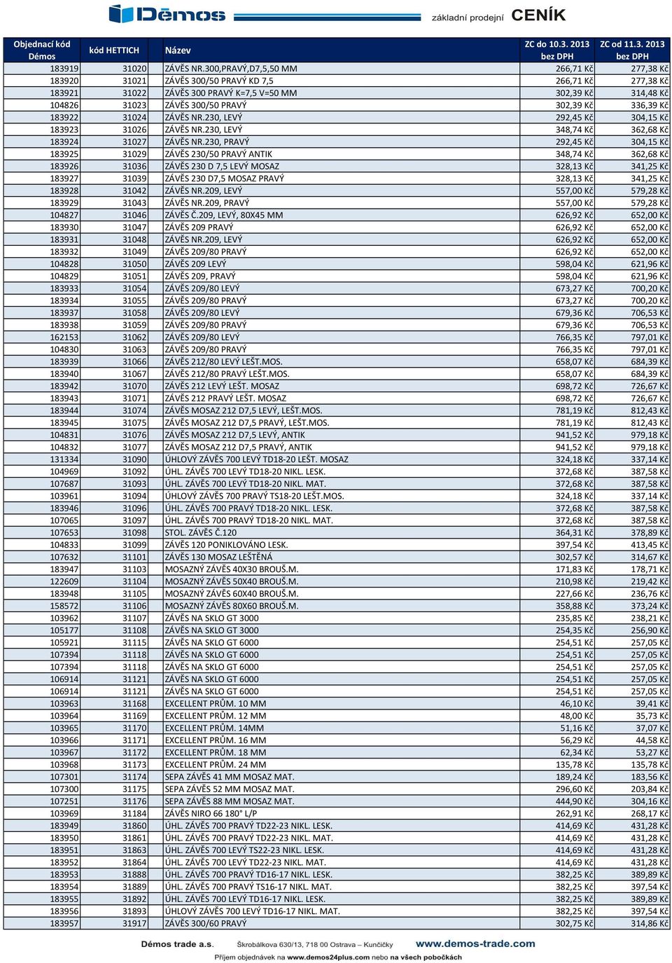 302,39 Kč 336,39 Kč 183922 31024 ZÁVĚS NR.230, LEVÝ 292,45 Kč 304,15 Kč 183923 31026 ZÁVĚS NR.230, LEVÝ 348,74 Kč 362,68 Kč 183924 31027 ZÁVĚS NR.