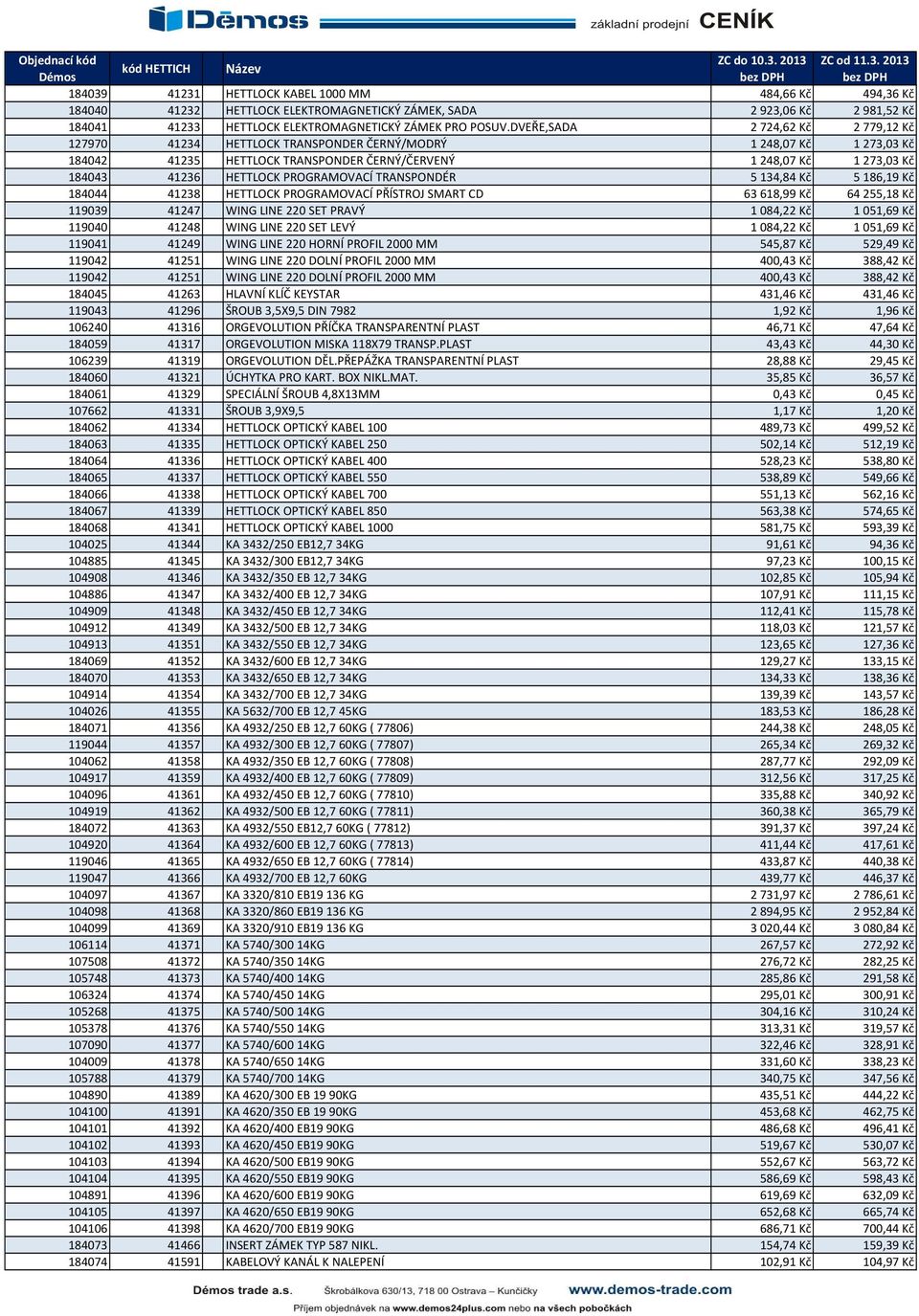 PROGRAMOVACÍ TRANSPONDÉR 5134,84 Kč 5186,19 Kč 184044 41238 HETTLOCK PROGRAMOVACÍ PŘÍSTROJ SMART CD 63618,99 Kč 64255,18 Kč 119039 41247 WING LINE 220 SET PRAVÝ 1084,22 Kč 1051,69 Kč 119040 41248