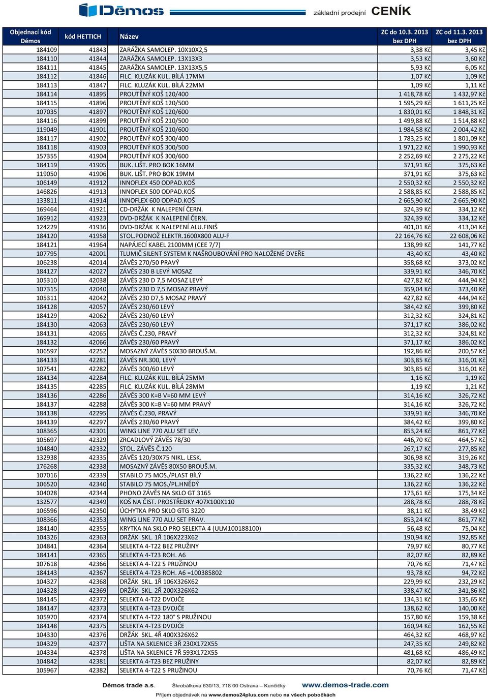 BÍLÁ 22MM 1,09 Kč 1,11 Kč 184114 41895 PROUTĚNÝ KOŠ 120/400 1418,78 Kč 1432,97 Kč 184115 41896 PROUTĚNÝ KOŠ 120/500 1595,29 Kč 1611,25 Kč 107035 41897 PROUTĚNÝ KOŠ 120/600 1830,01 Kč 1848,31 Kč