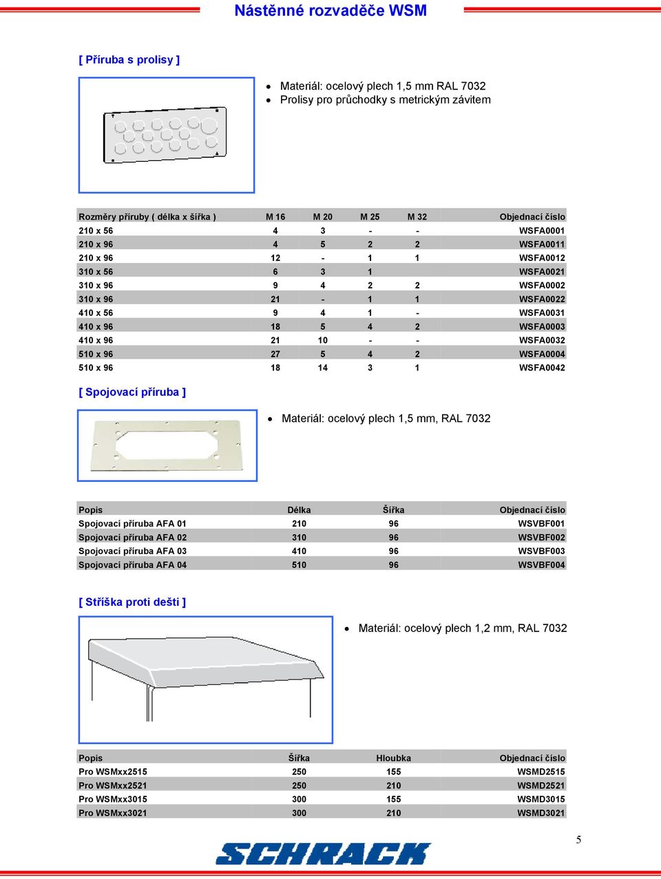 WSFA0032 510 x 96 27 5 4 2 WSFA0004 510 x 96 18 14 3 1 WSFA0042 [ Spojovací příruba ] Materiál: ocelový plech 1,5 mm, RAL 7032 Popis Délka Šířka Objednací číslo Spojovací příruba AFA 01 210 96