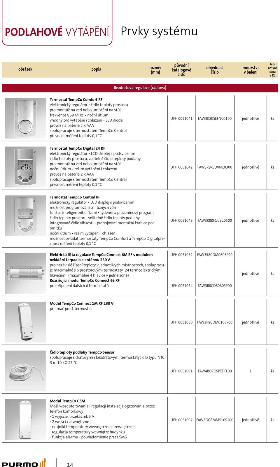 FAW3R8RSEFNC0100 Terostat TepCo Digital 24 RF elektronický regulátor LCD displej s podsvícení čidlo teploty prostoru, volitelně čidlo teploty podlahy pro ontáž na zeď nebo uístění na stůl noční útlu