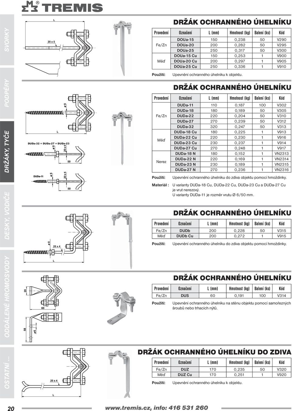 DOUa-15 150 0,238 50 V290 DOUa-20 200 0,282 50 V295 DOUa-25 250 0,317 50 V300 DOUa-15 Cu 150 0,253 1 V900 DOUa-20 Cu 200 0,297 1 V905 DOUa-25 Cu 250 0,336 1 V910 Měď Nerez DUDa-11 110 0,187 100 V302